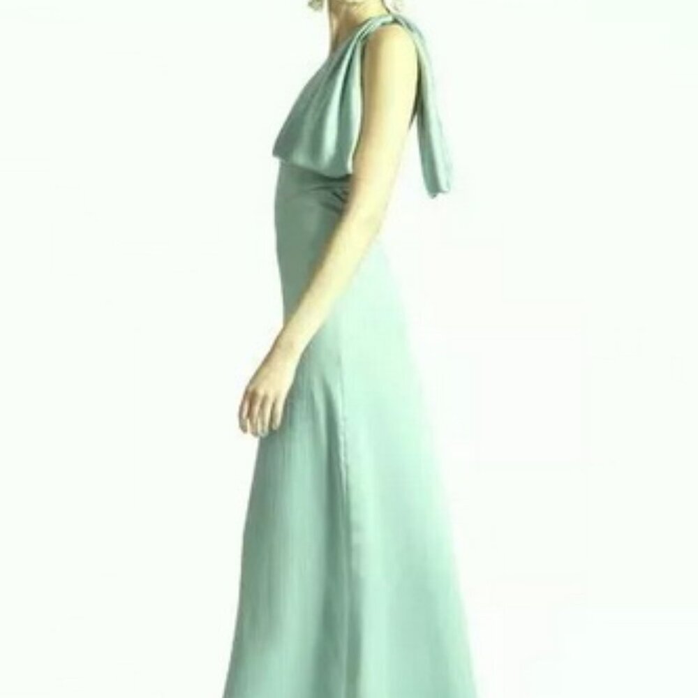 Sachin & Babi Chelsea Sage Green One-Shoulder Georgette Gown